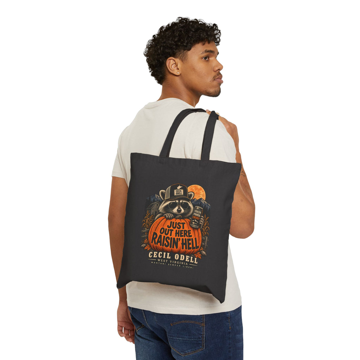 Just Out Here Raisin' Hell Halloween Tote | Cecil Odell