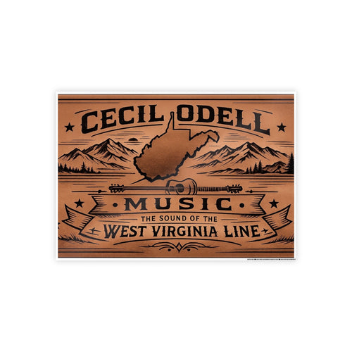 Cecil Odell Music Poster: 'The Sound of the West Virginia Line' Vintage Wood-Style Print