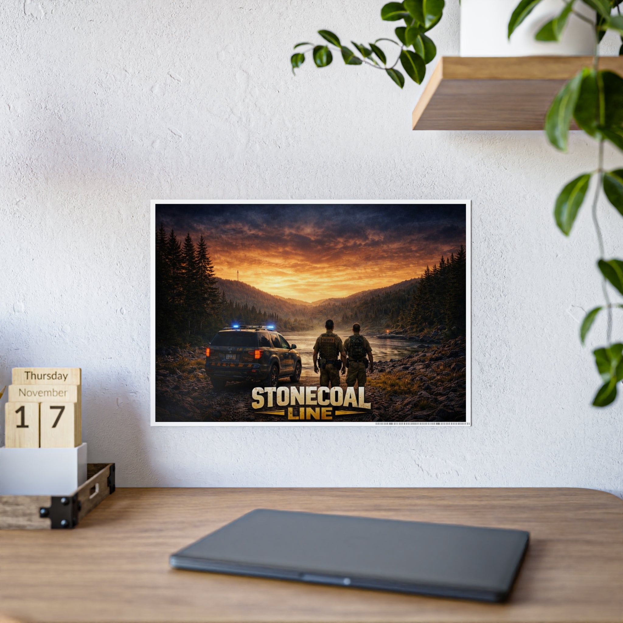 Stonecoal Line Gloss Poster: Law Enforcement Scenic Sunset Print