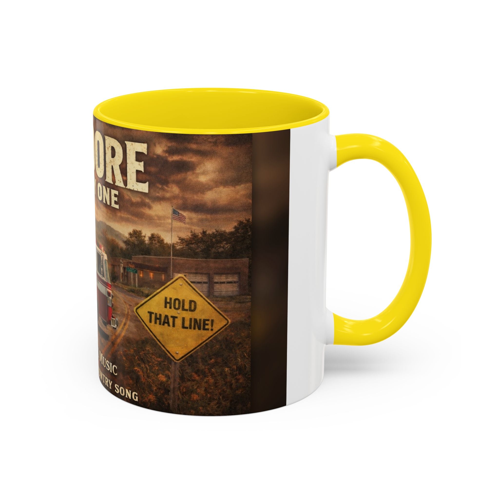 Anmoore Company One Firetruck Accent Coffee Mug: 'Hold That Line' West Virginia Country Music Tribute