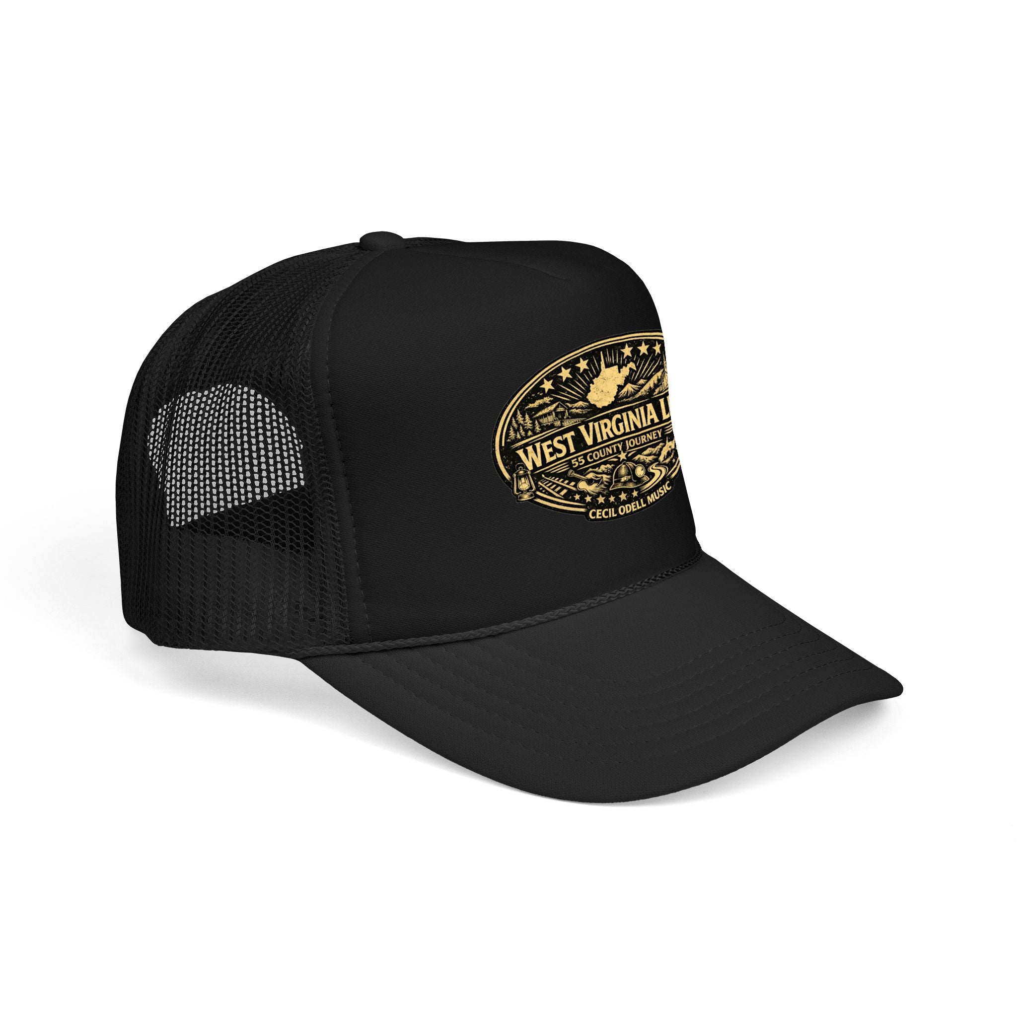West Virginia Line Vintage Foam Trucker Hat: Rustic State Patch Cap