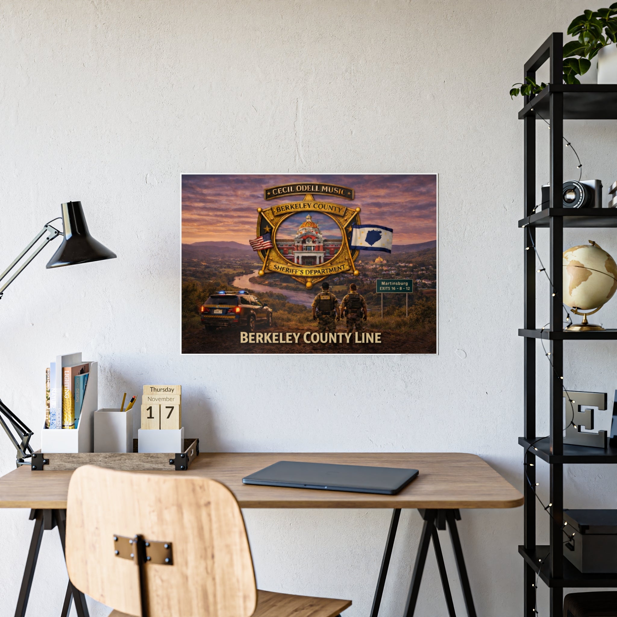 Berkeley County Line Gloss Poster: Sheriff’s Department Badge Scenic Tribute