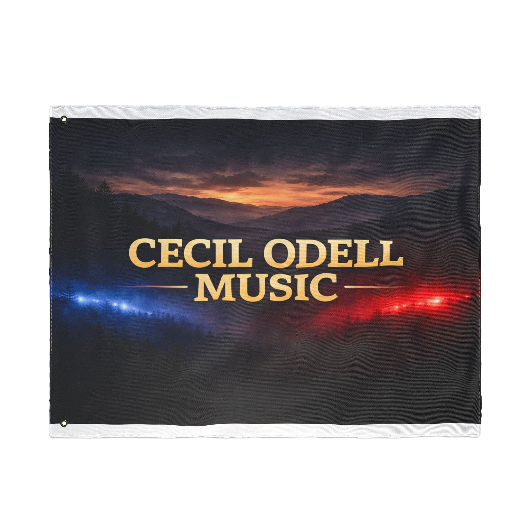 Cecil Odell Music Double-Sided Flag: Sunset Stage Logo Banner for Musicians & Fans