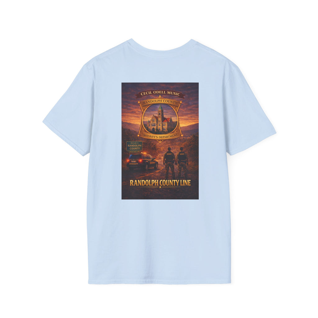 Randolph County Line Graphic T-Shirt: Vintage Sheriff Badge & Sunset Scene