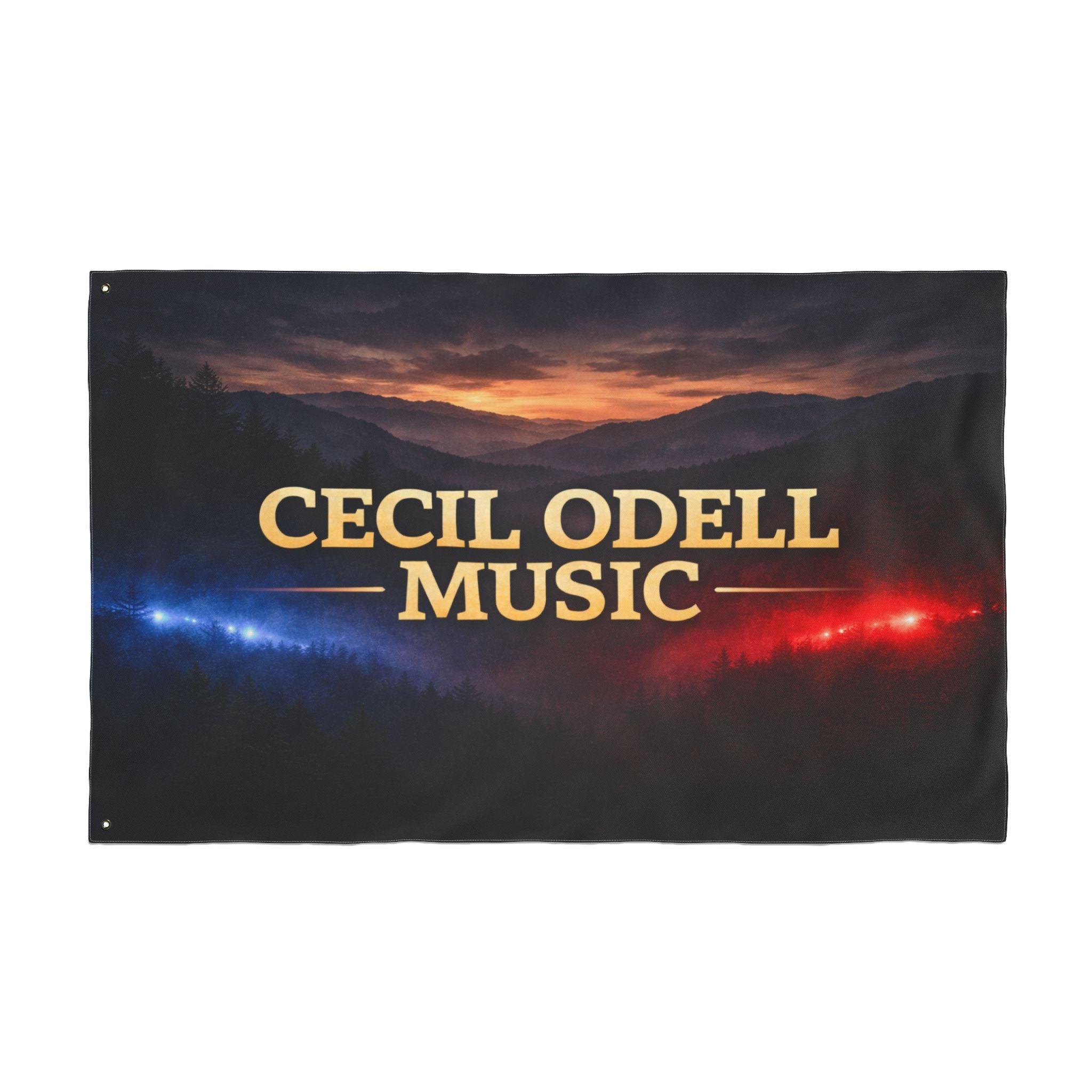 Cecil Odell Music Double-Sided Flag: Sunset Stage Logo Banner for Musicians & Fans