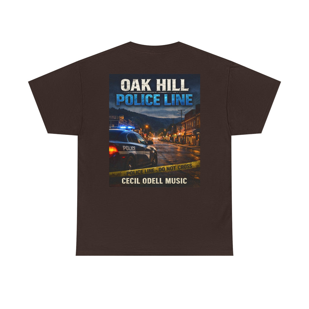 Oak Hill Police Line T-Shirt: 'Oak Hill Police Line' Graphic Tee (Cecil Odell Music)
