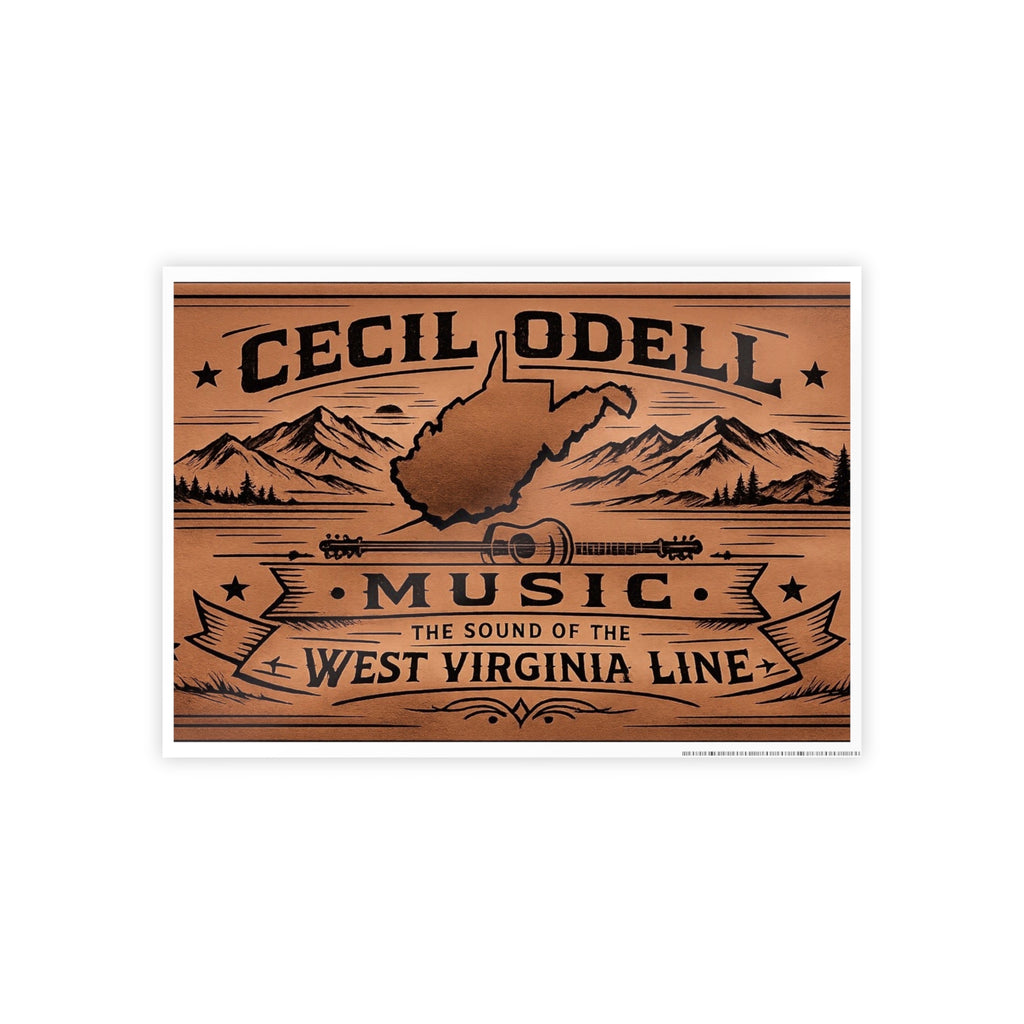 Cecil Odell Music Poster: 'The Sound of the West Virginia Line' Vintage Wood-Style Print