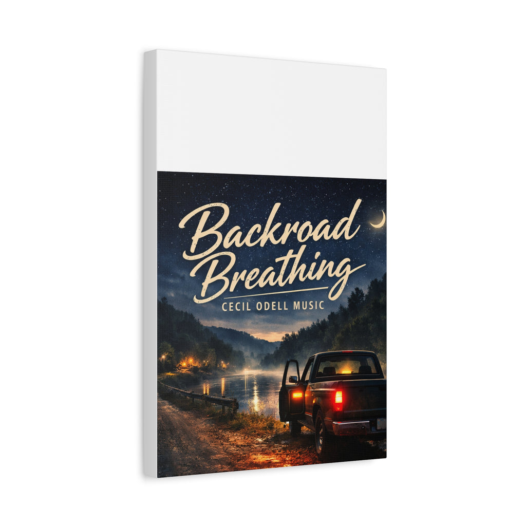 Backroad Breathing Matte Canvas Wall Art: Night Truck Landscape Music Print