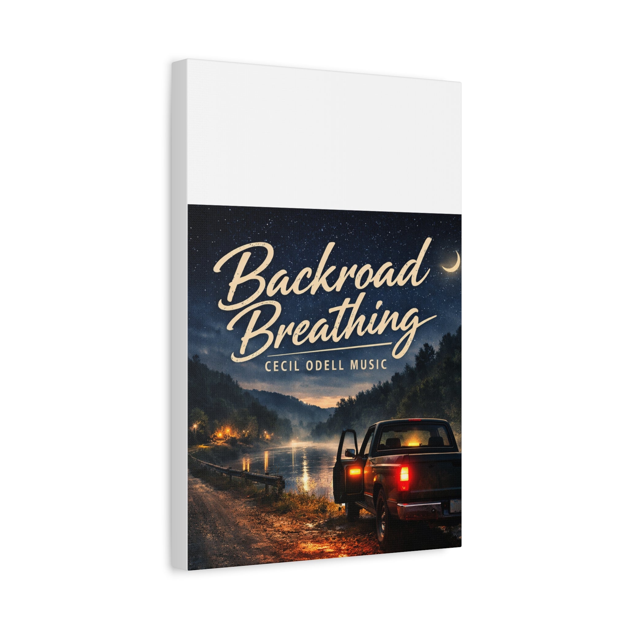 Backroad Breathing Matte Canvas Wall Art: Night Truck Landscape Music Print