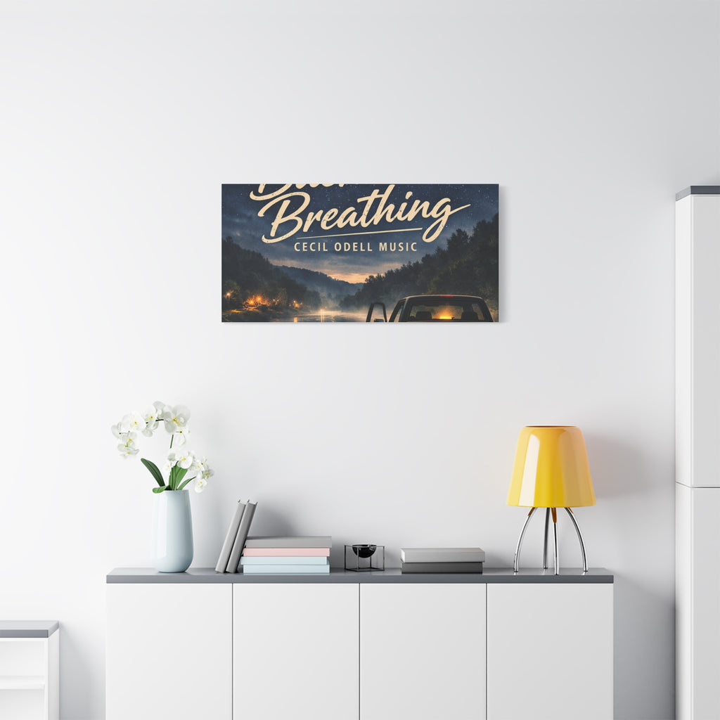 Backroad Breathing Matte Canvas Wall Art: Night Truck Landscape Music Print