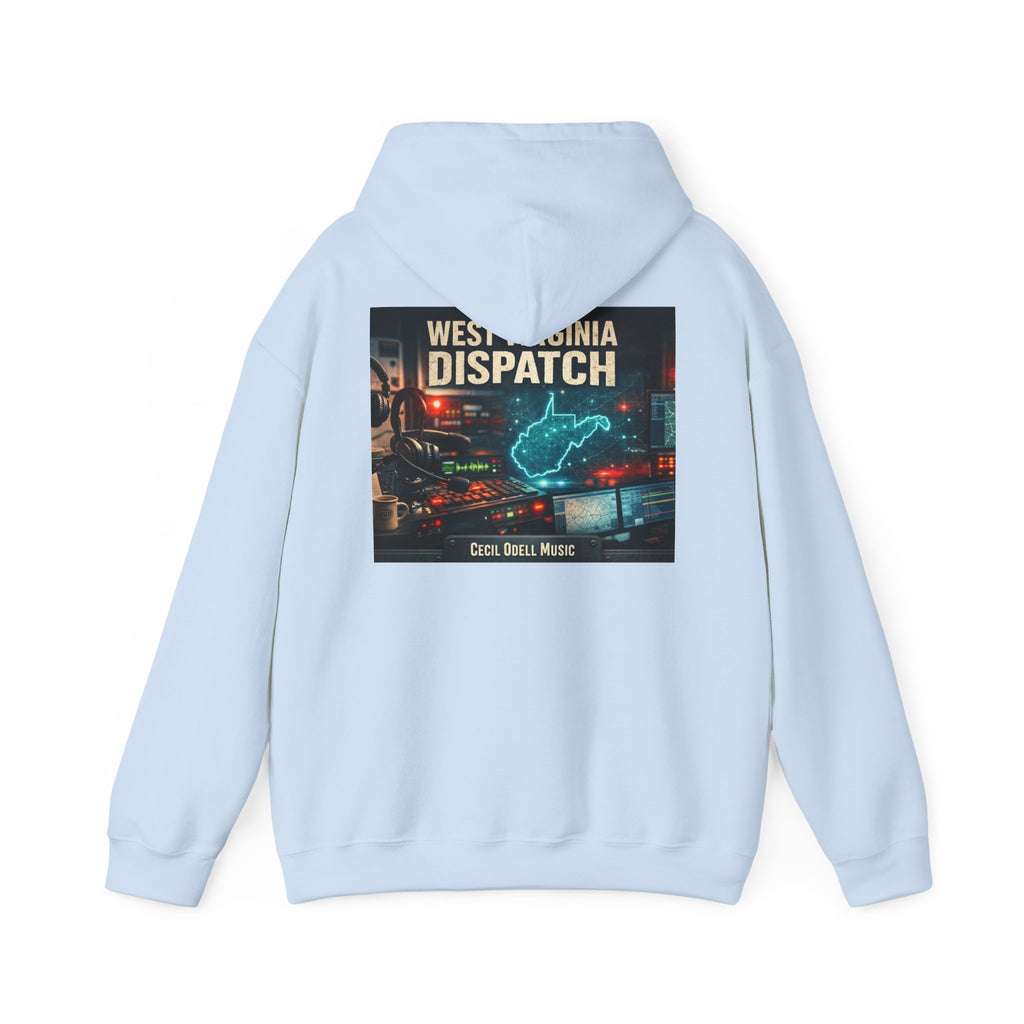 West Virginia Dispatch Hoodie: Retro Neon State Map & Eagle Graphic