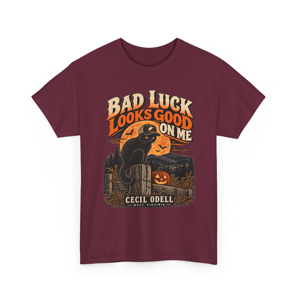 Bad Luck Looks Good on Me Halloween Tee | Cecil Odell