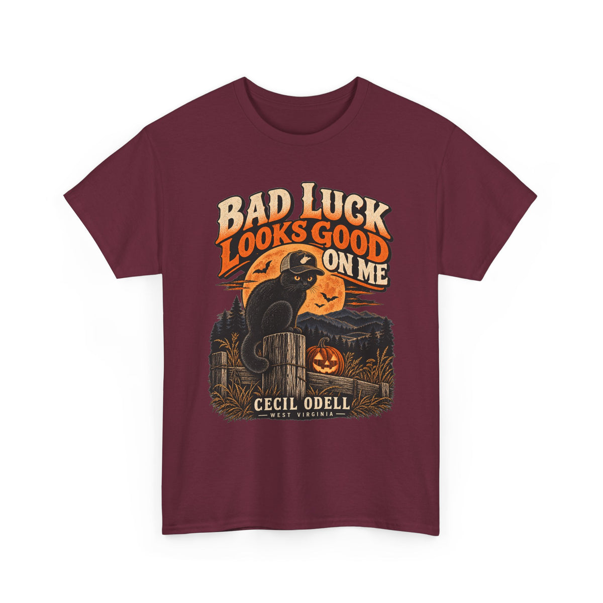 Bad Luck Looks Good on Me Halloween Tee | Cecil Odell