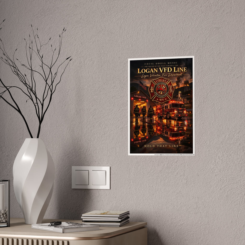 Firefighter Poster: 'Logan VFD Line' Gloss Fire Department Print