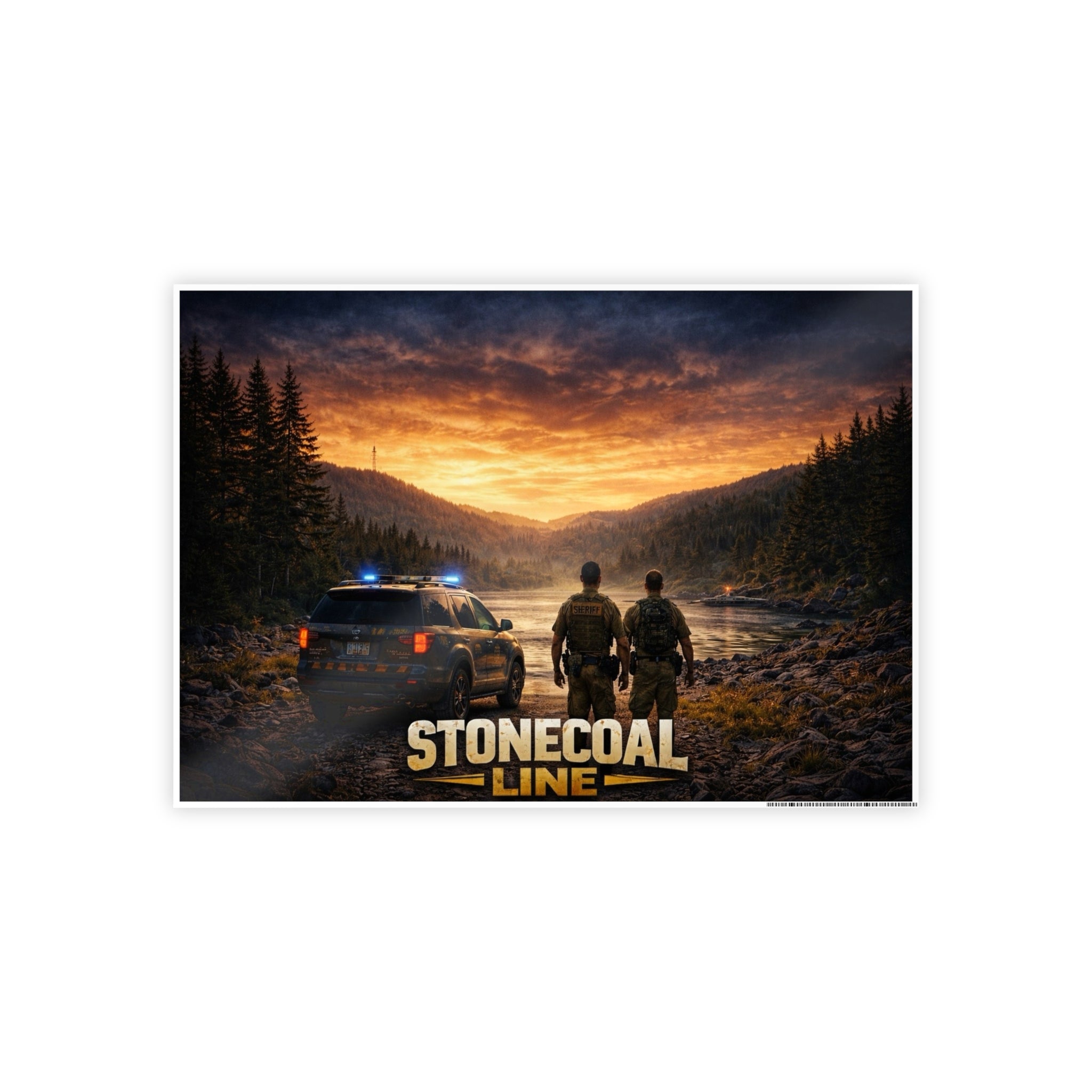 Stonecoal Line Gloss Poster: Law Enforcement Scenic Sunset Print