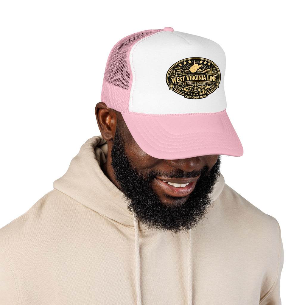 West Virginia Line Vintage Foam Trucker Hat: Rustic State Patch Cap