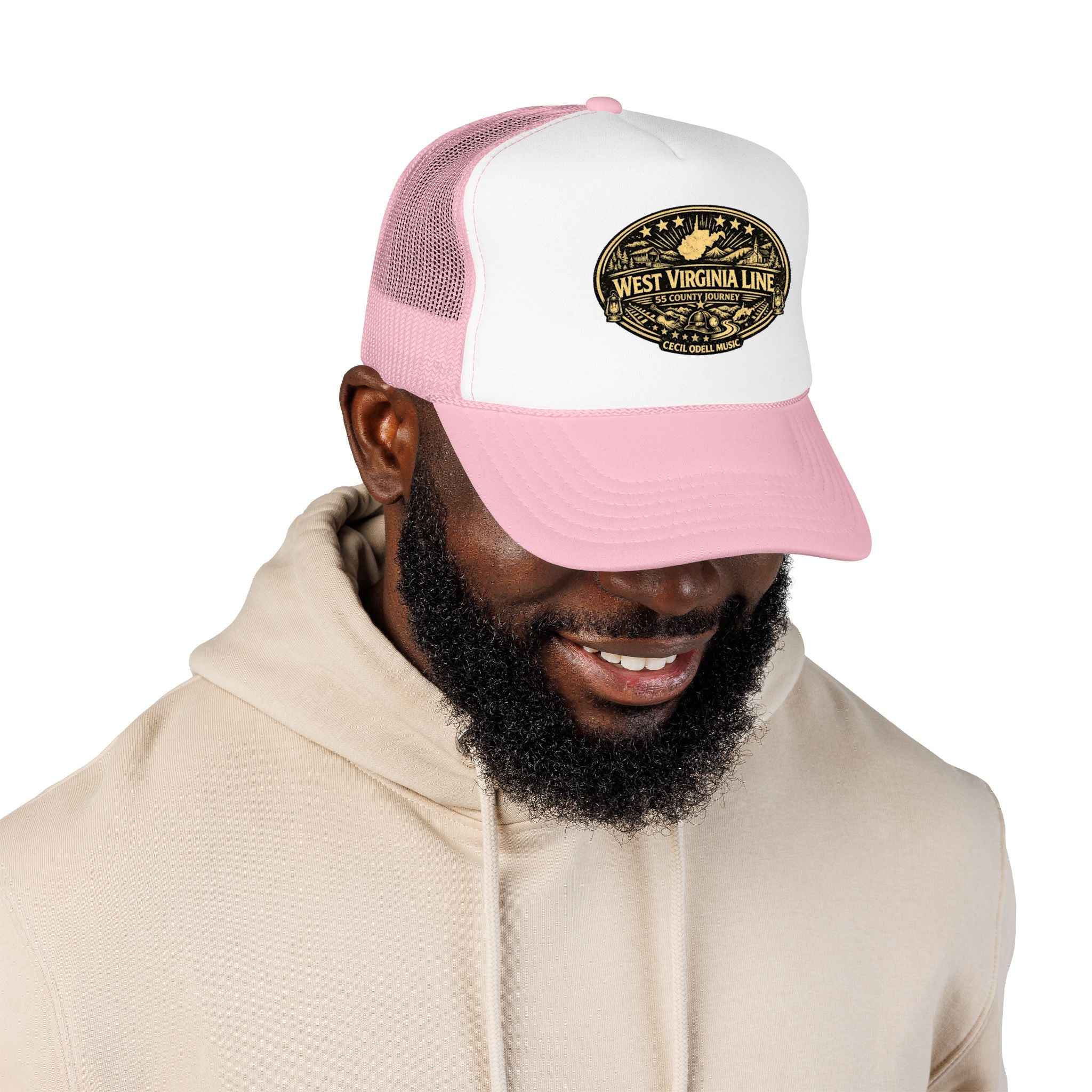 West Virginia Line Vintage Foam Trucker Hat: Rustic State Patch Cap