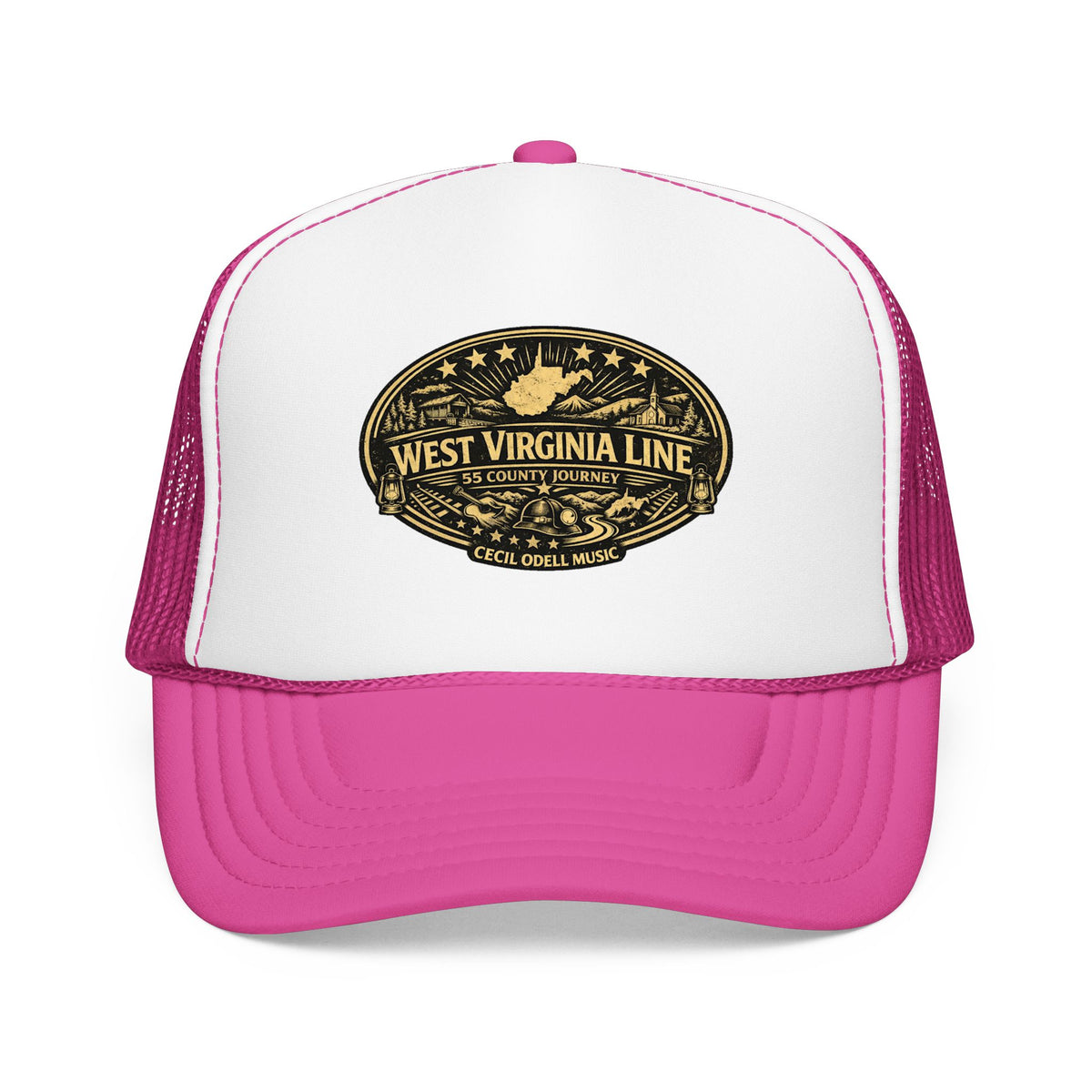 West Virginia Line Vintage Foam Trucker Hat: Rustic State Patch Cap
