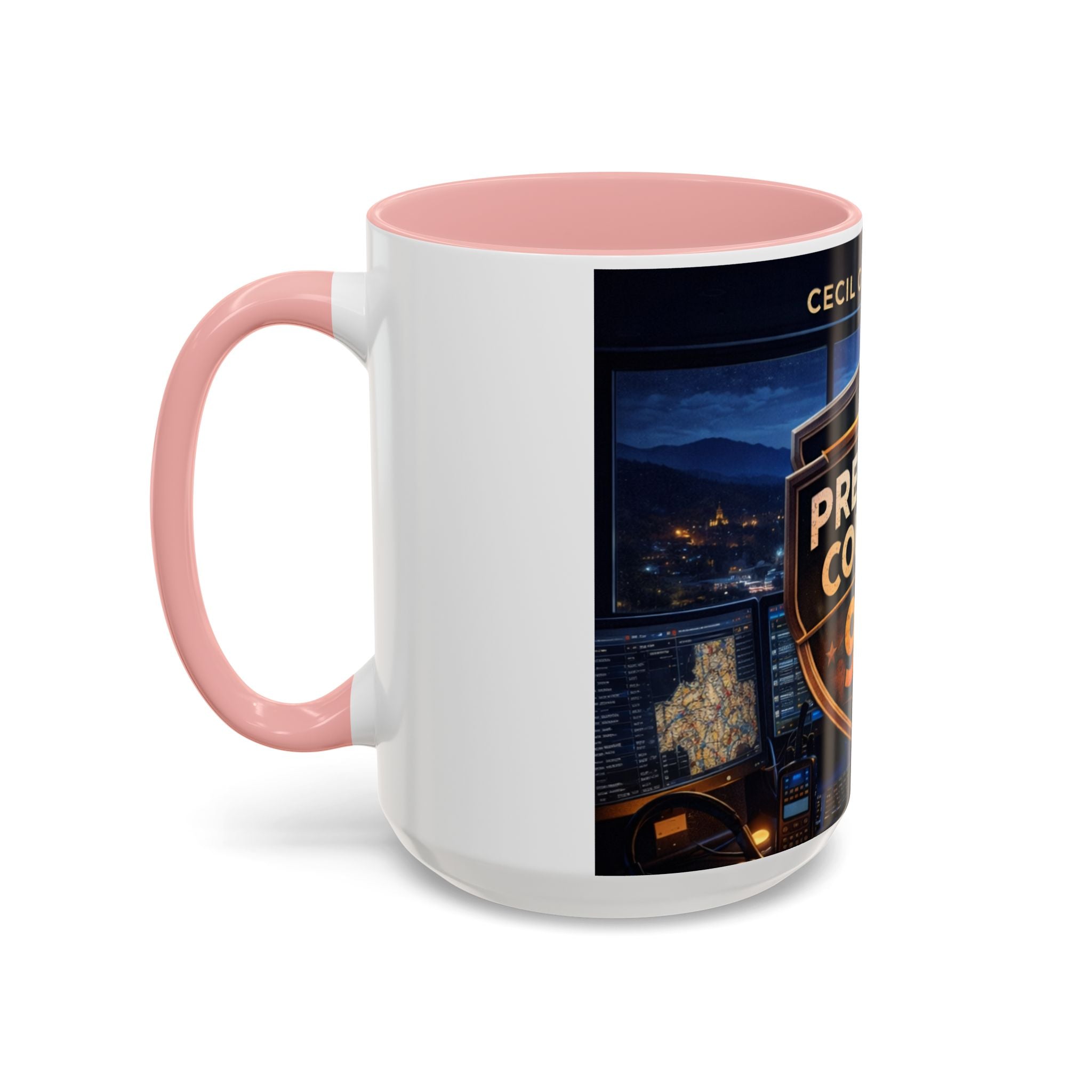 Preston County 911 Coffee Mug: Emergency Dispatch Badge Accent Mug