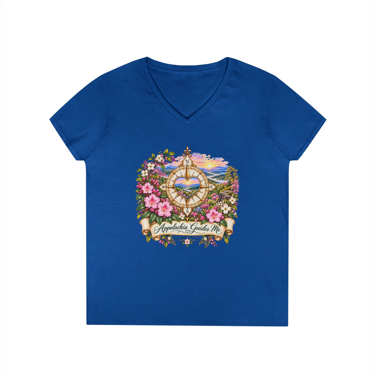 Appalachia Guides Me Floral - Ladies' V-Neck T-Shirt