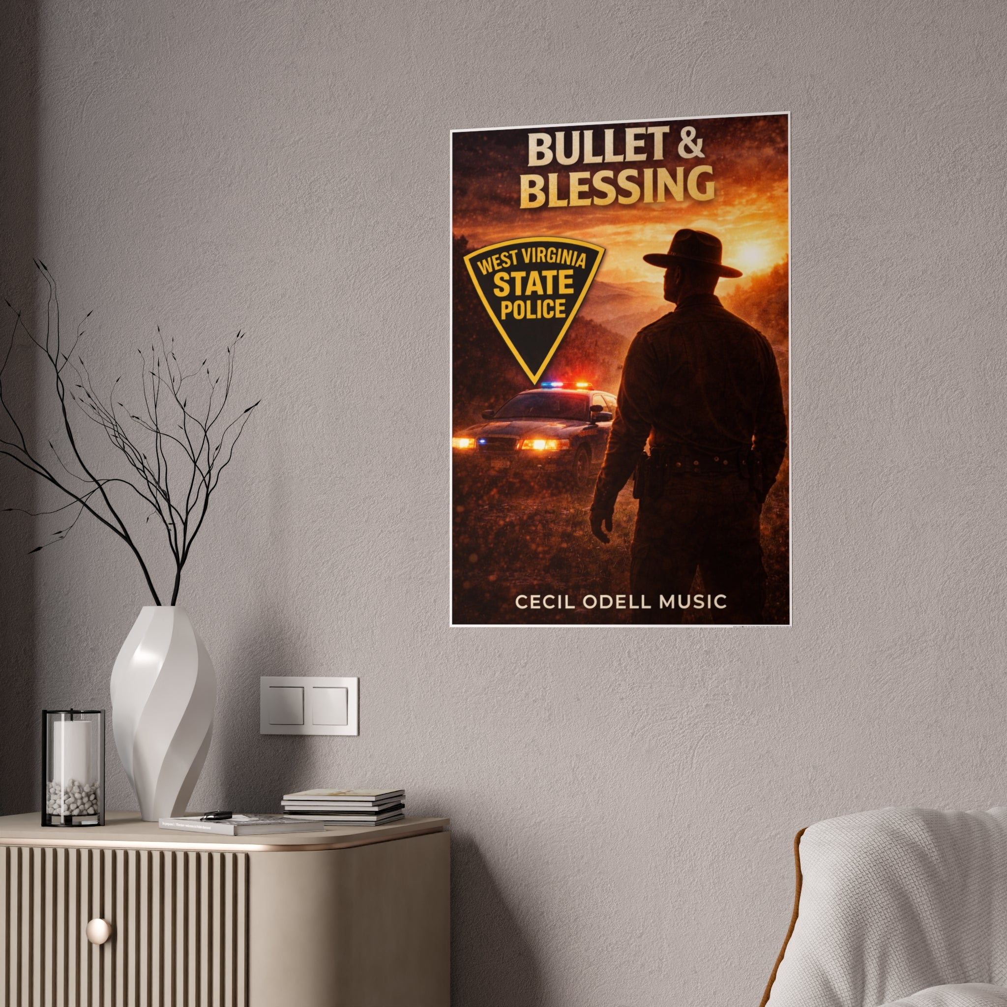 Bullet & Blessing Poster: West Virginia State Police Music Print