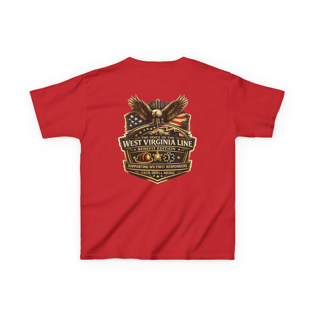 Kids T‑Shirt: Vintage West Virginia Line Badge with Eagle & American Flag