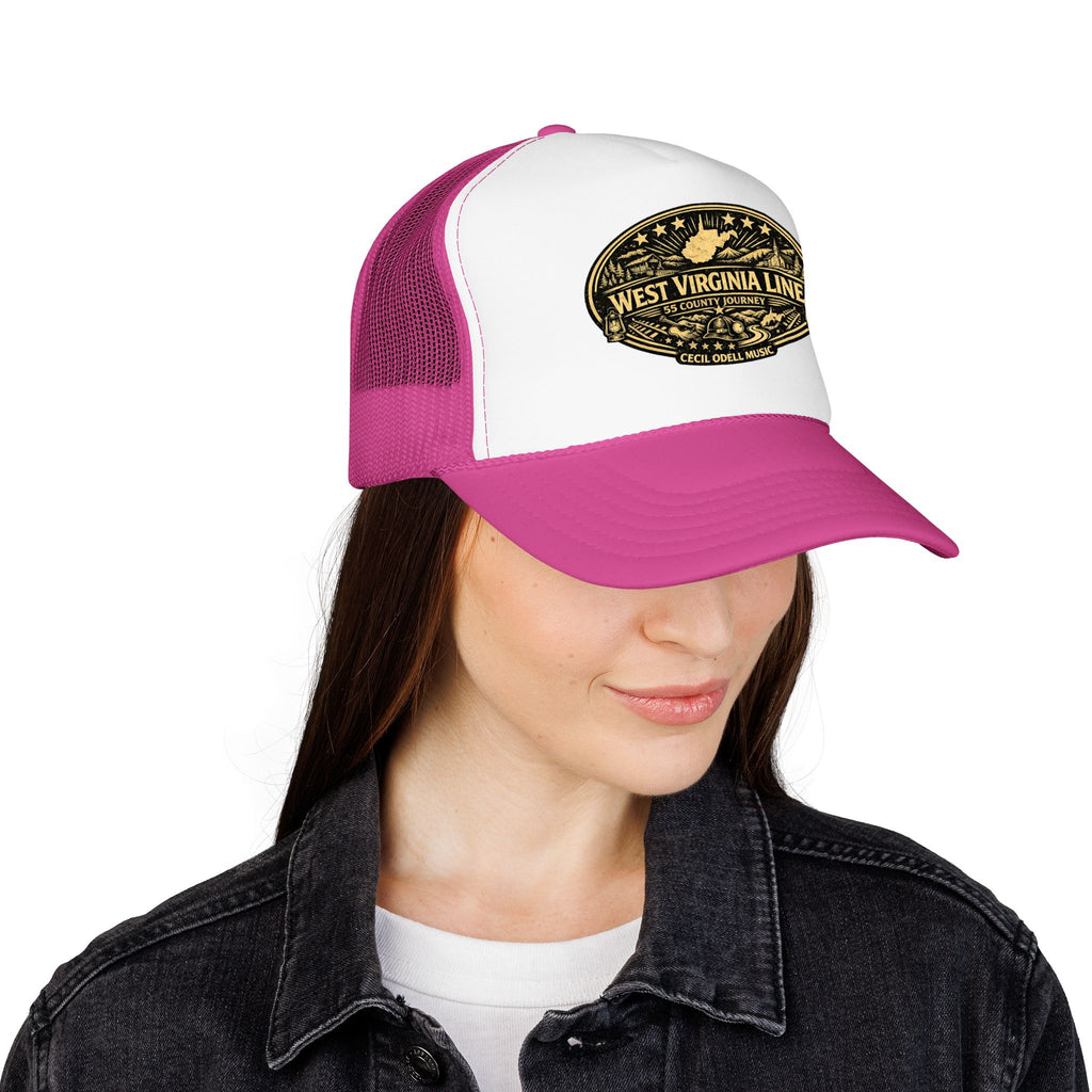 West Virginia Line Vintage Foam Trucker Hat: Rustic State Patch Cap