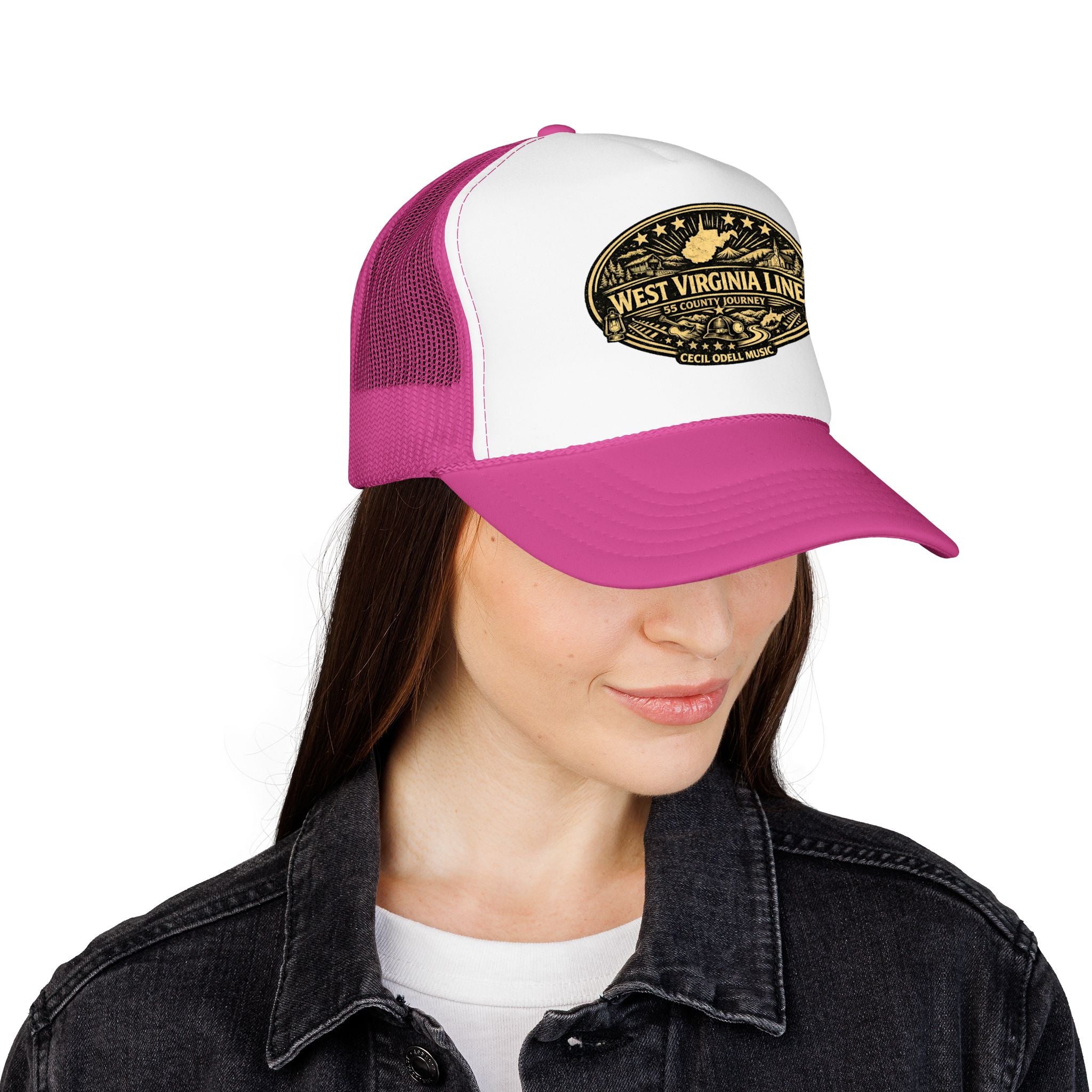 West Virginia Line Vintage Foam Trucker Hat: Rustic State Patch Cap