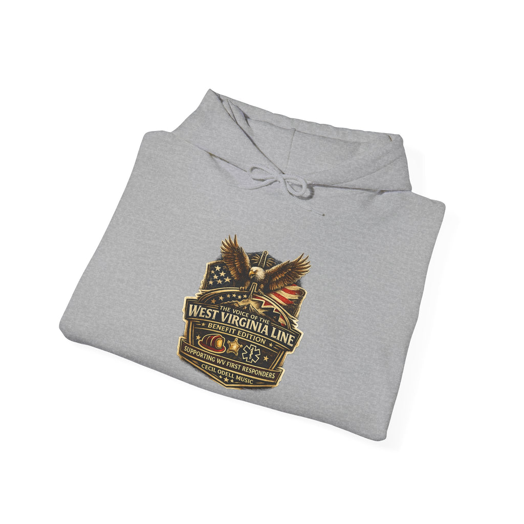 West Virginia Dispatch Hoodie: Retro Neon State Map & Eagle Graphic