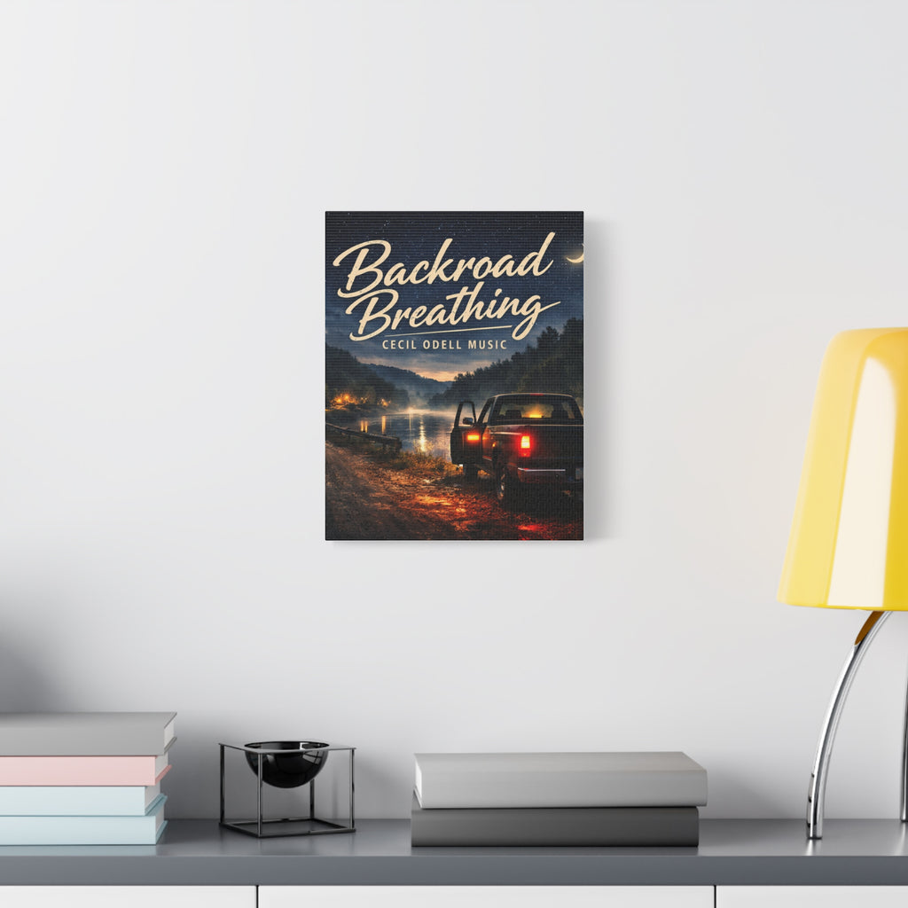 Backroad Breathing Matte Canvas Wall Art: Night Truck Landscape Music Print