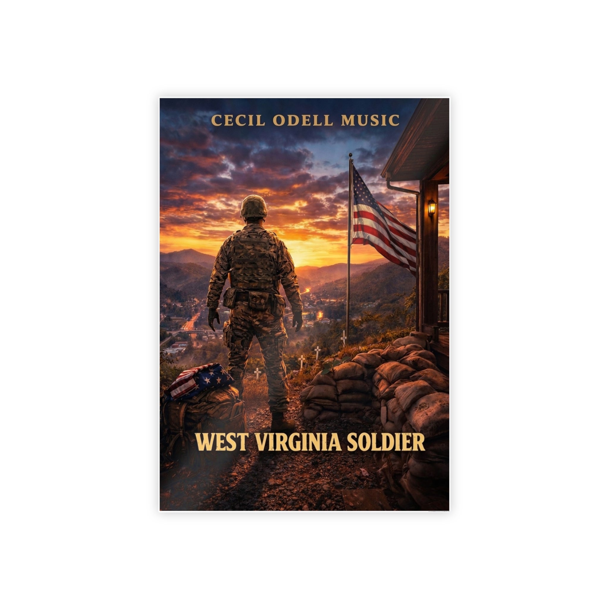 West Virginia Soldier Poster: Cecil Odell Music Patriotic Military Wall Art