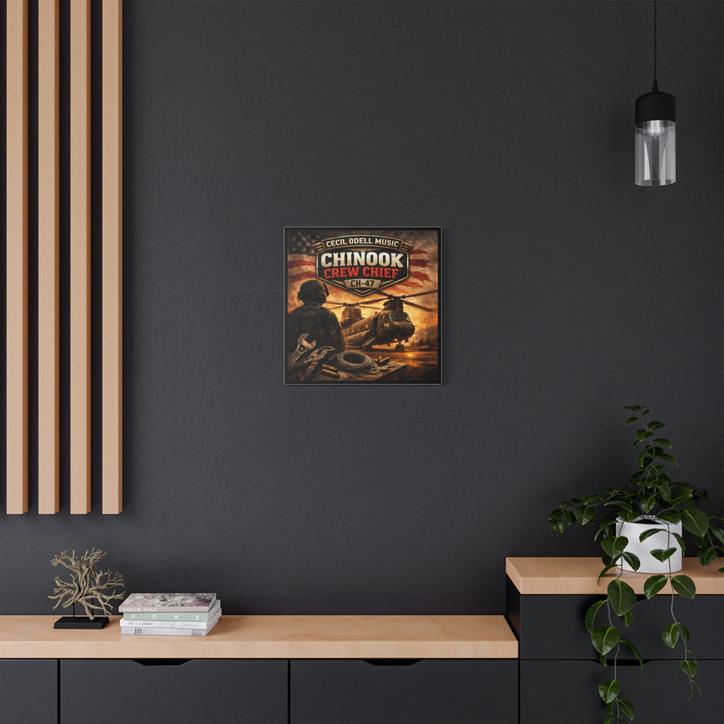 Chinook Crew Chief CH-47 Satin Stretched Canvas Wall Art