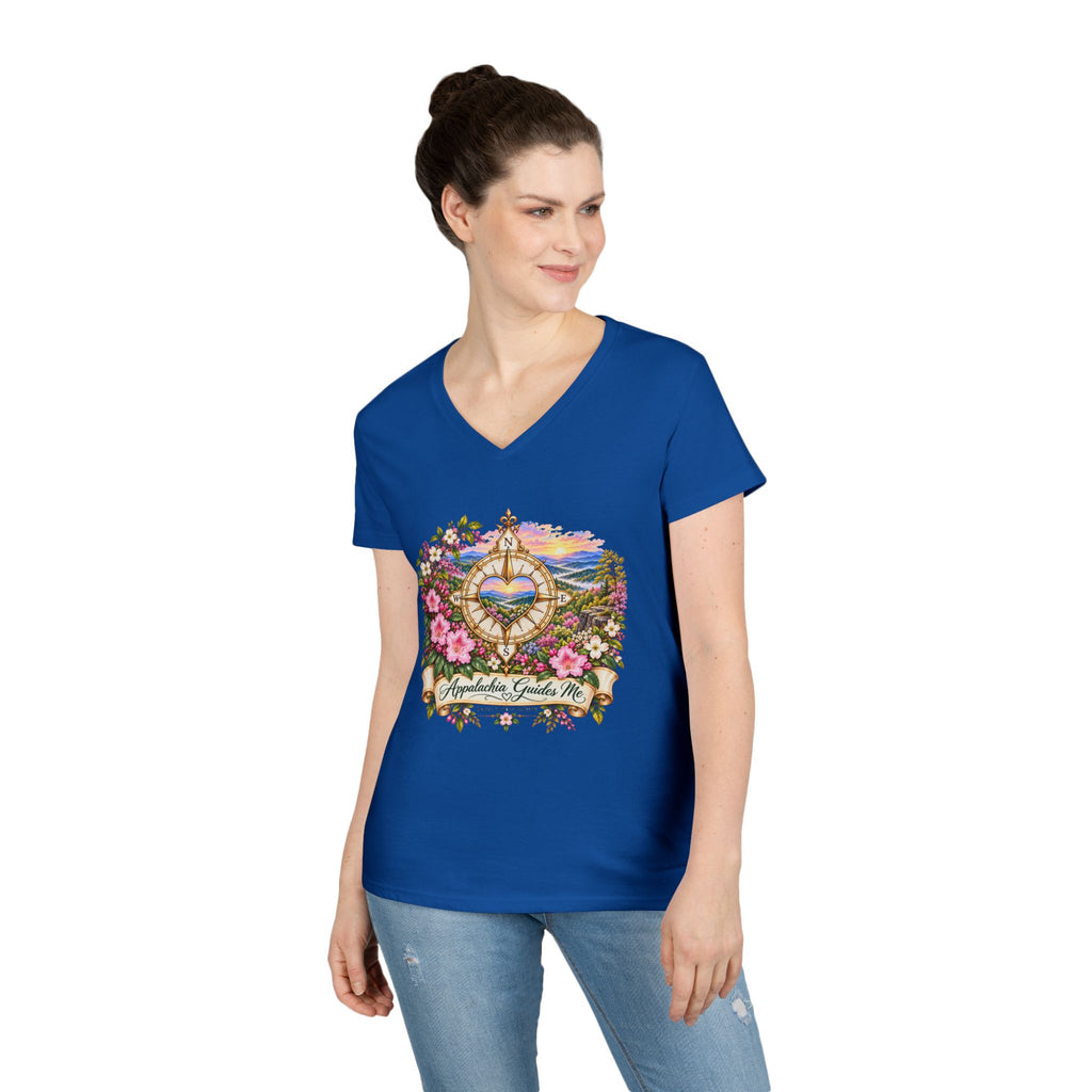 Appalachia Guides Me Floral - Ladies' V-Neck T-Shirt