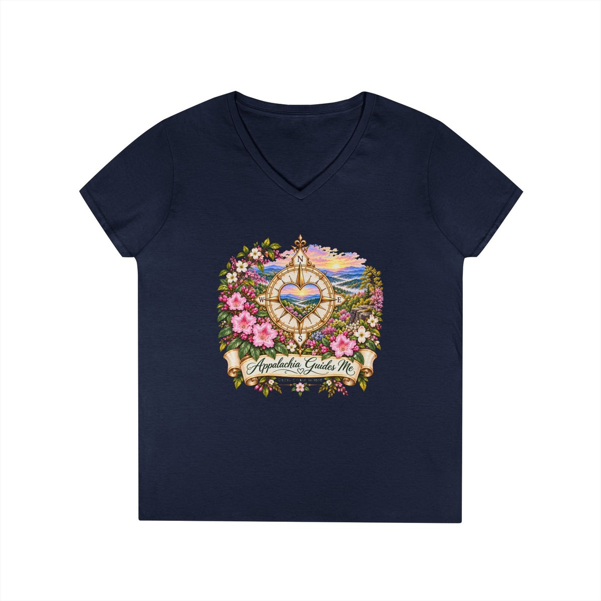 Appalachia Guides Me Floral - Ladies' V-Neck T-Shirt