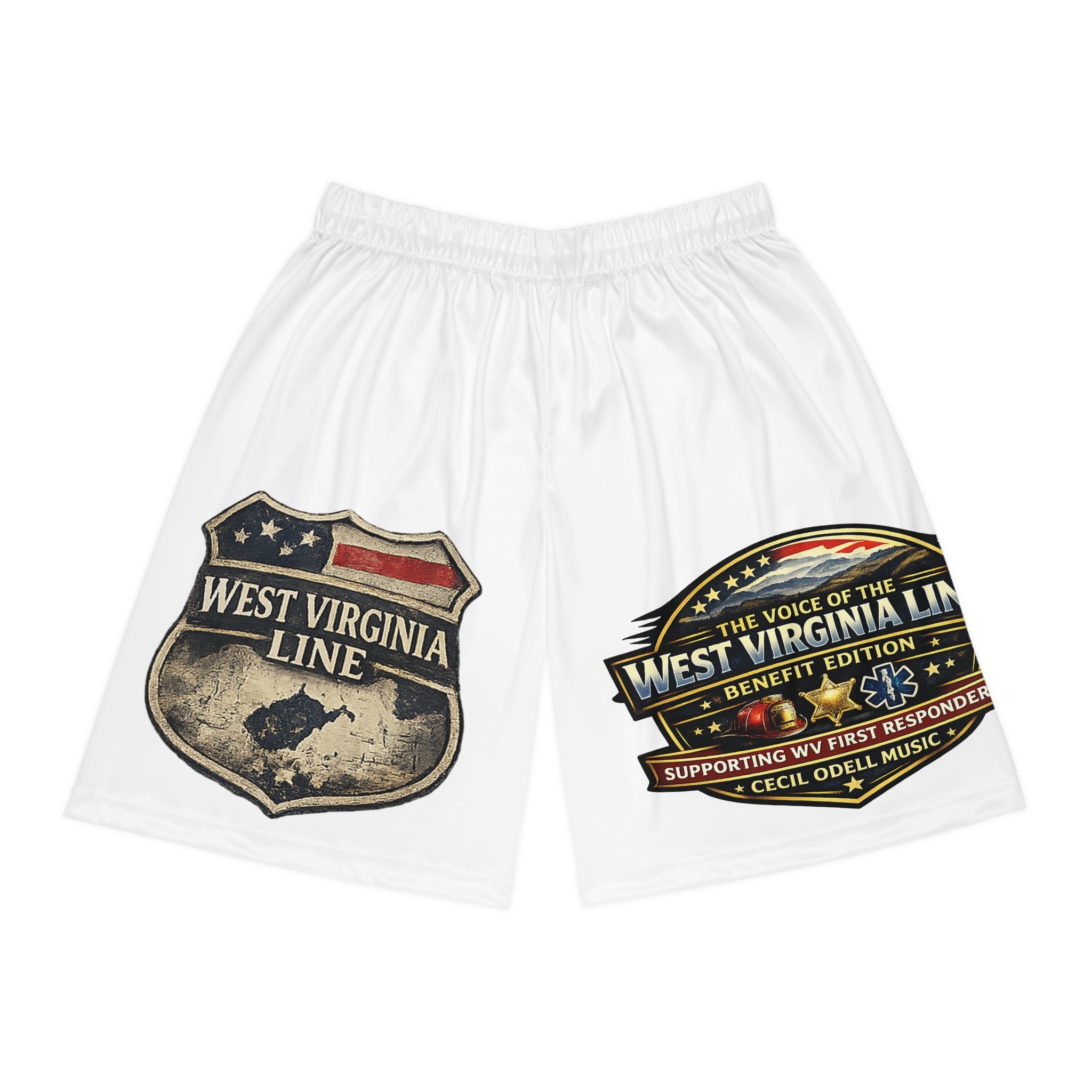 West Virginia Logo Basketball Shorts: Vintage State Pride AOP Athletic Shorts