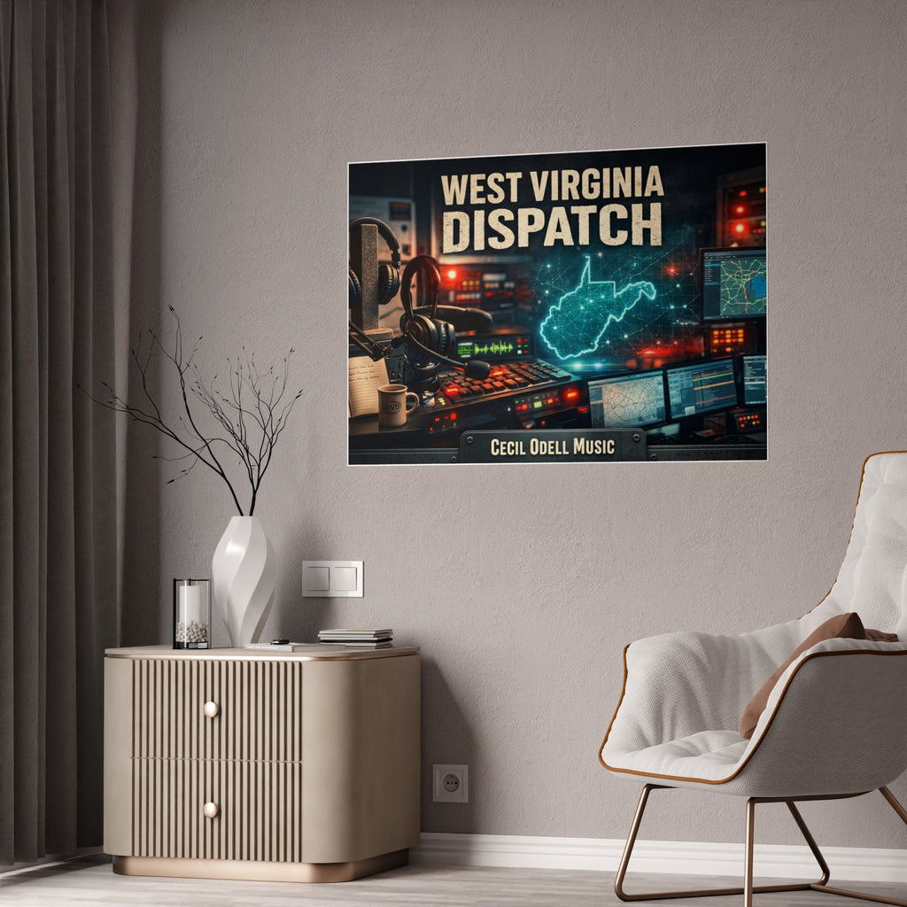 West Virginia Dispatch Gloss Poster: Retro Radio Control Room Wall Art