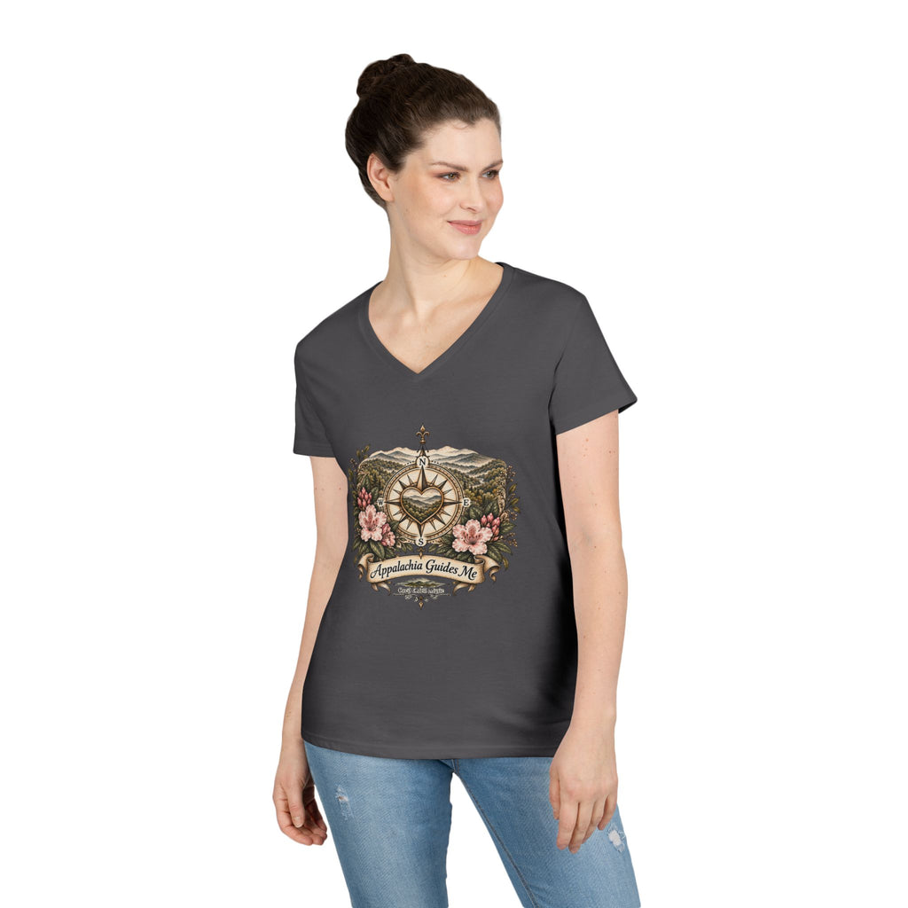 Appalachian Guide Floral Compass V-Neck Tee