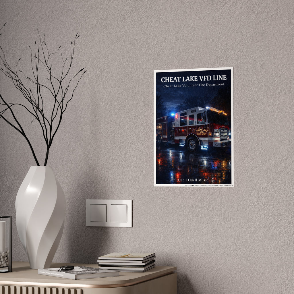 Cheat Lake VFD Line Poster: Volunteer Fire Department Gloss Print