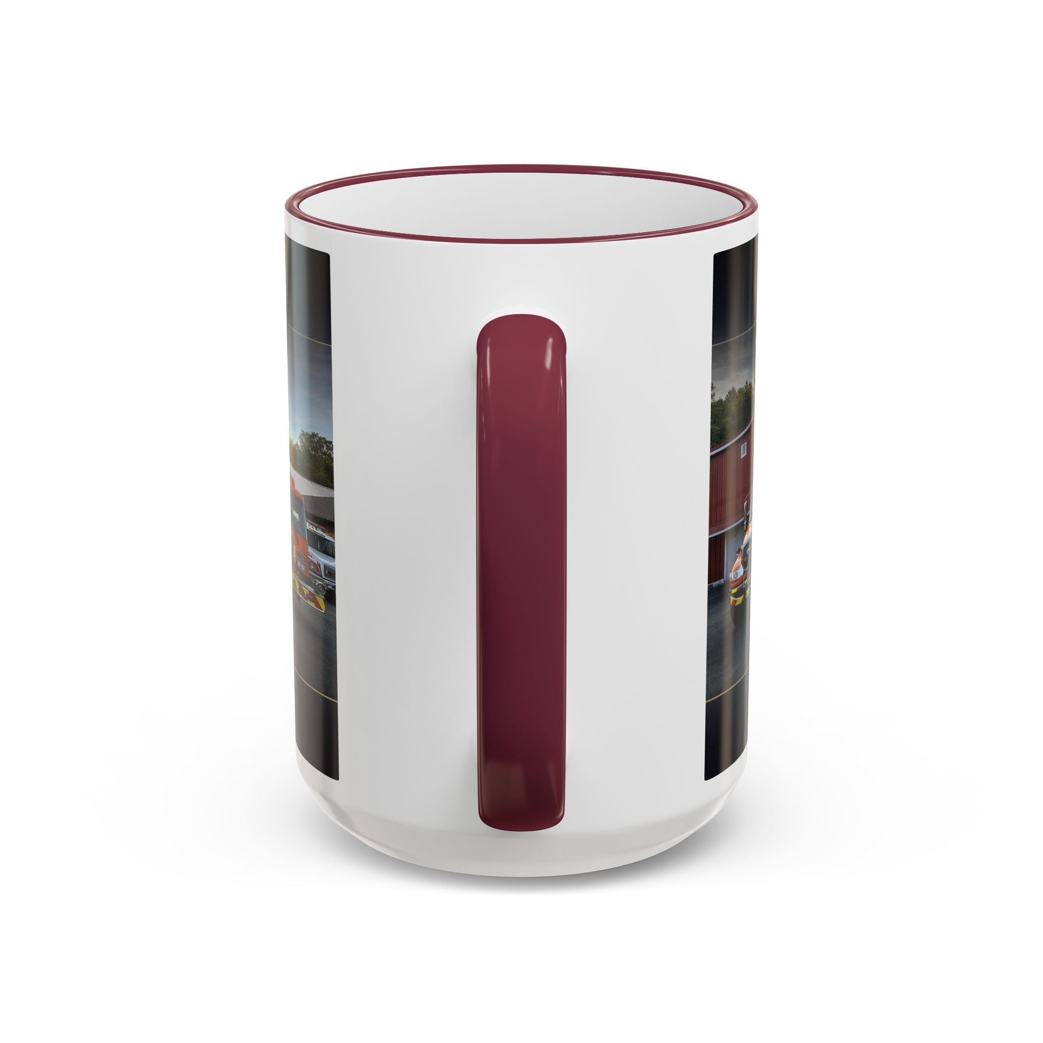 Fire Truck Photo Accent Rim Mug: "Cecil Odell Music" Volunteer Fire Department Tribute (11oz/15oz)