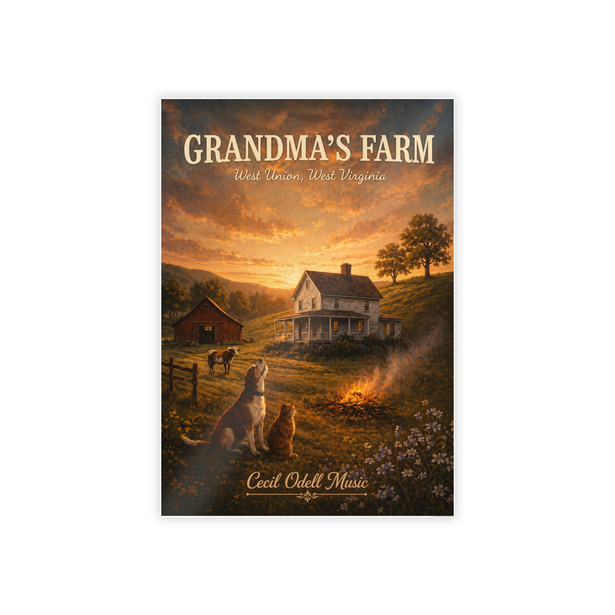 Grandma's Farm Poster Print: West Union West Virginia Rustic Country Wall Art