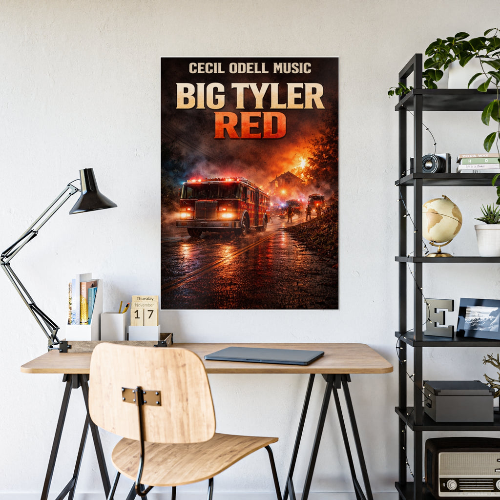 Big Tyler Red Firetruck Poster: Gloss Music Movie Art Print - Cecil Odell Music