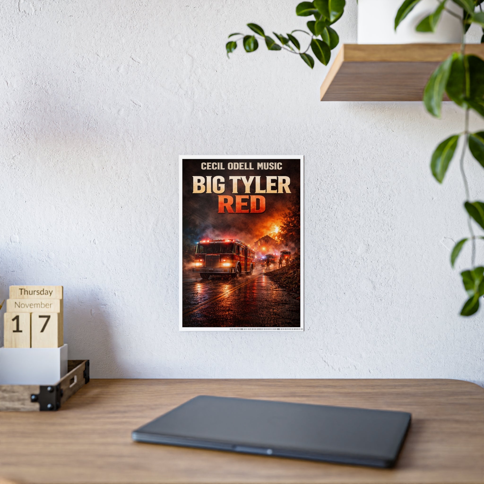 Big Tyler Red Firetruck Poster: Gloss Music Movie Art Print - Cecil Odell Music