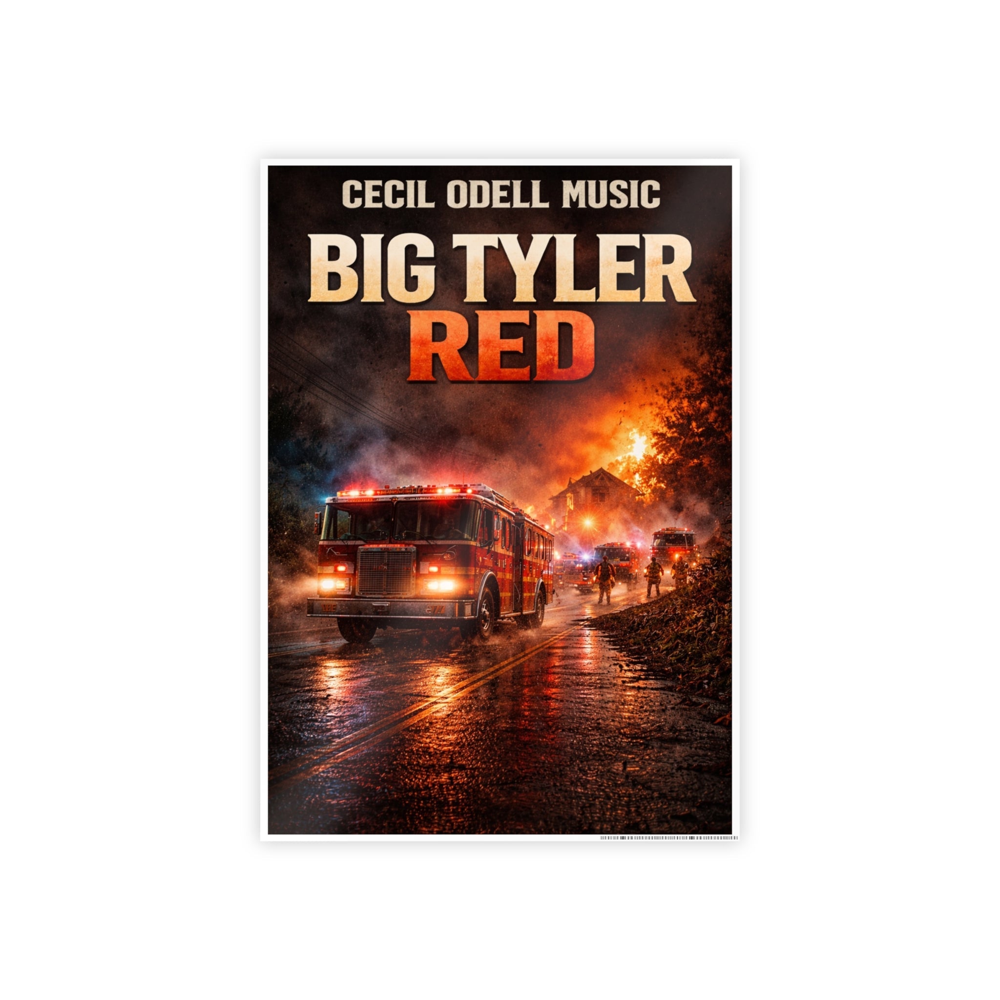 Big Tyler Red Firetruck Poster: Gloss Music Movie Art Print - Cecil Odell Music