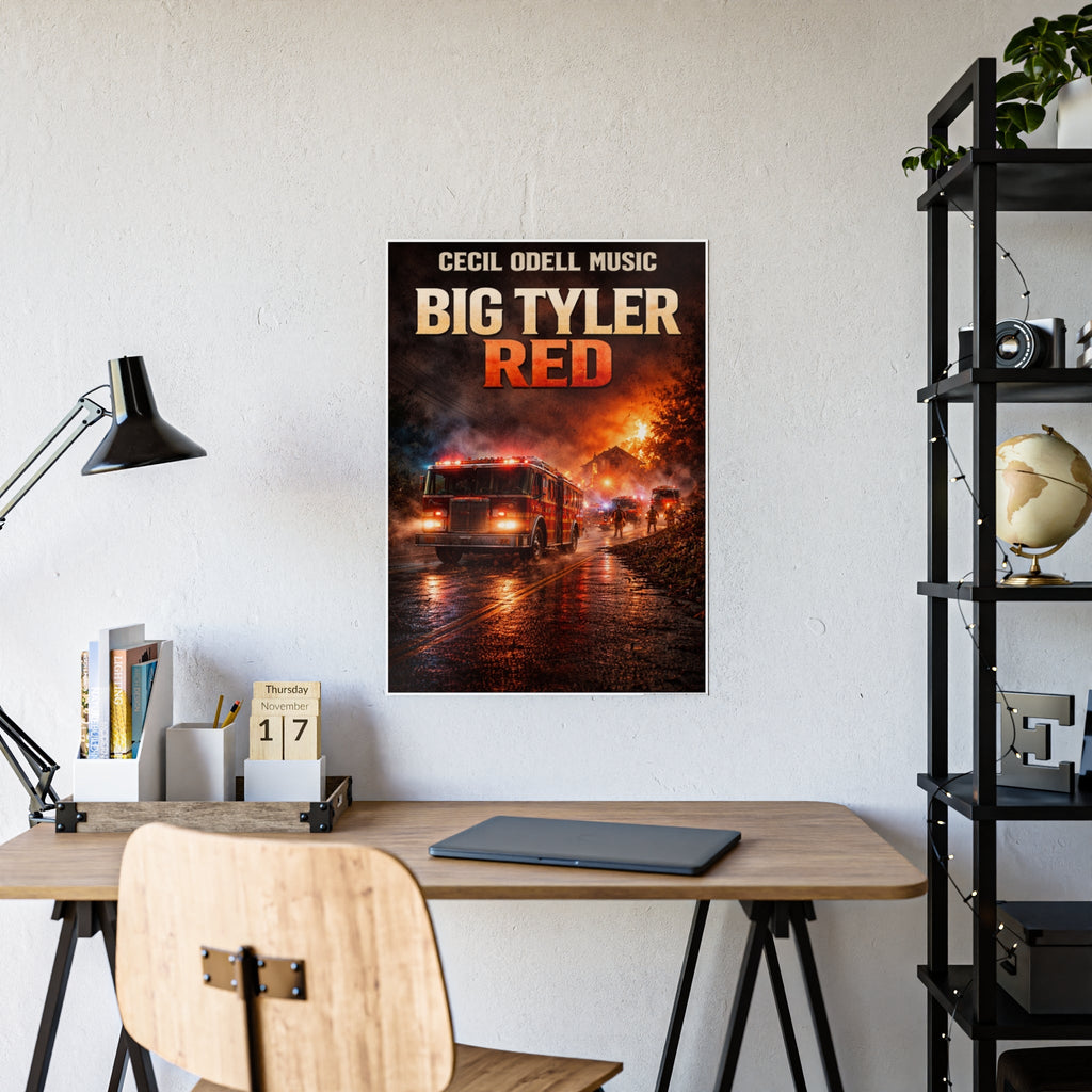 Big Tyler Red Firetruck Poster: Gloss Music Movie Art Print - Cecil Odell Music