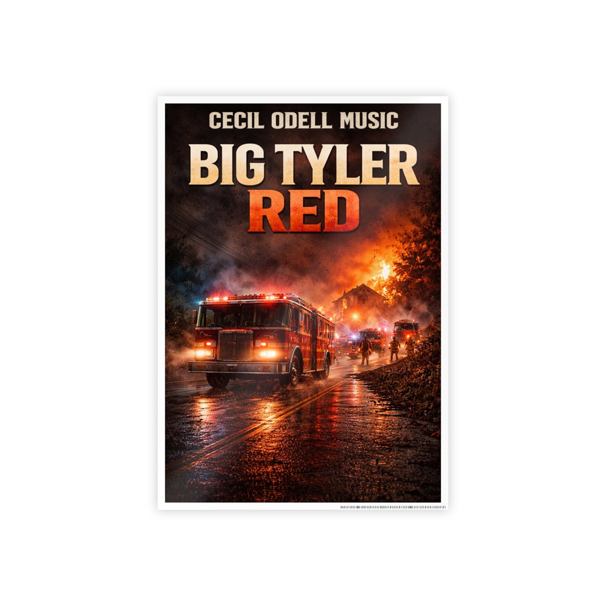 Big Tyler Red Firetruck Poster: Gloss Music Movie Art Print - Cecil Odell Music