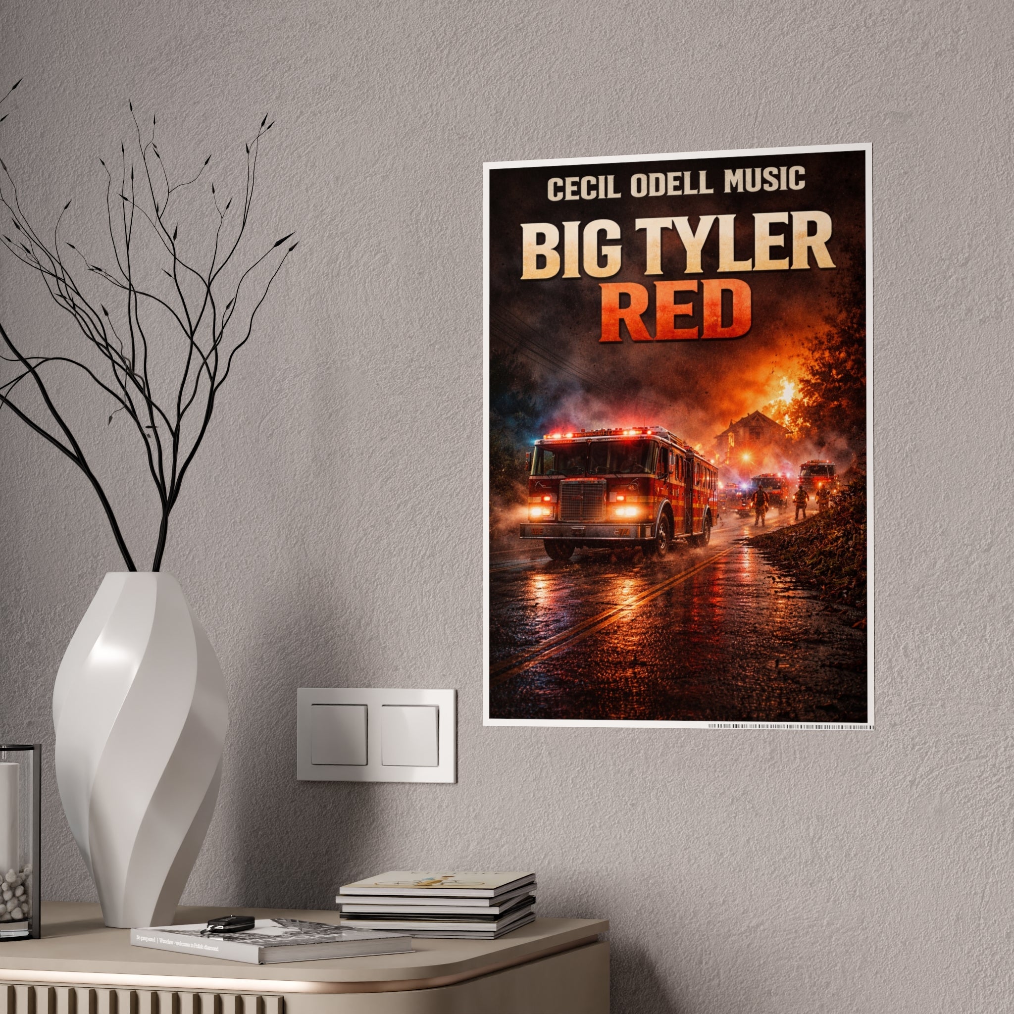 Big Tyler Red Firetruck Poster: Gloss Music Movie Art Print - Cecil Odell Music