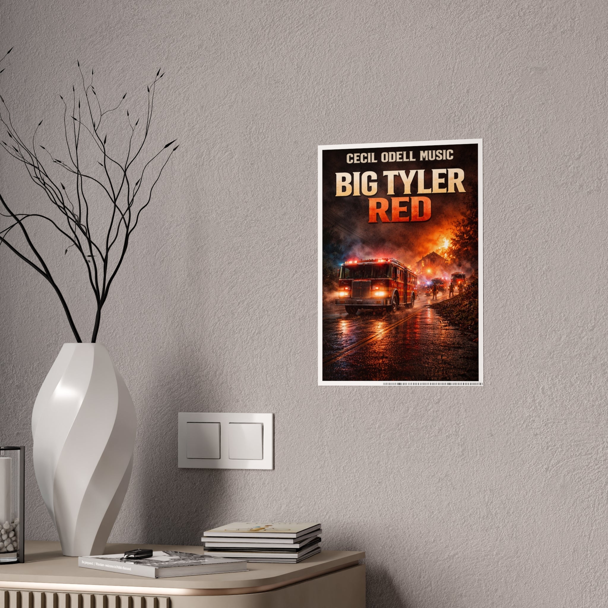 Big Tyler Red Firetruck Poster: Gloss Music Movie Art Print - Cecil Odell Music