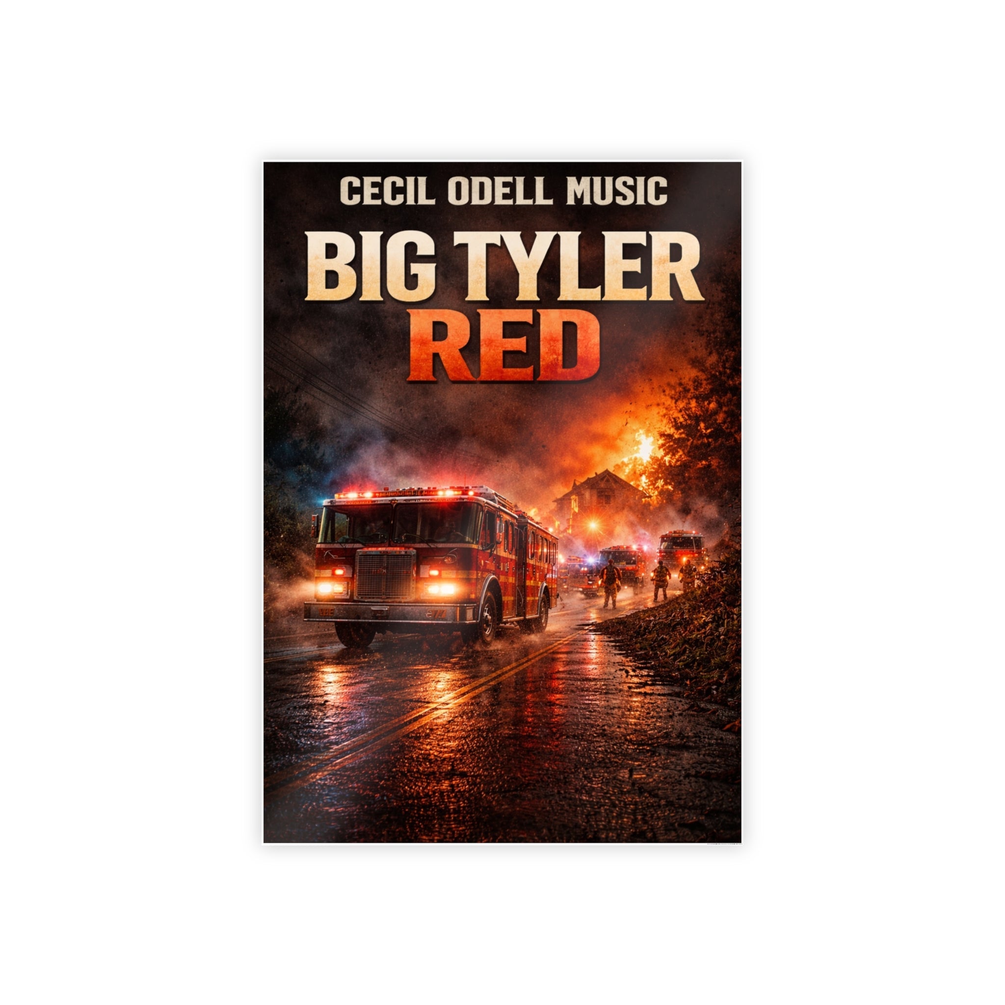 Big Tyler Red Firetruck Poster: Gloss Music Movie Art Print - Cecil Odell Music