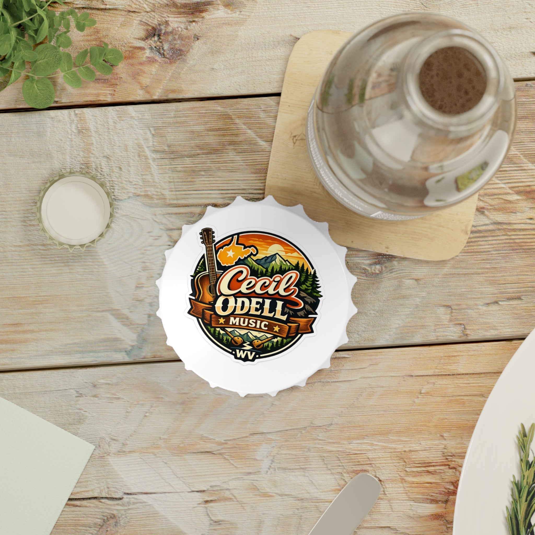 Cecil Odell Music Bottle Opener: WV Mountain Guitar Logo - Cecil Odell Music
