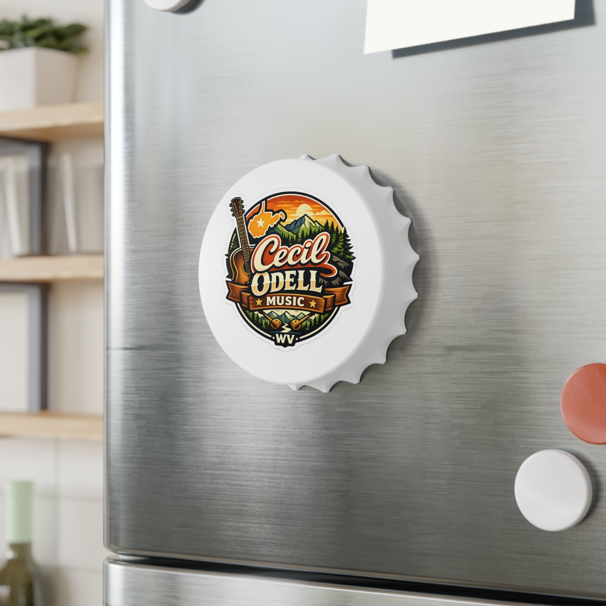 Cecil Odell Music Bottle Opener: WV Mountain Guitar Logo - Cecil Odell Music